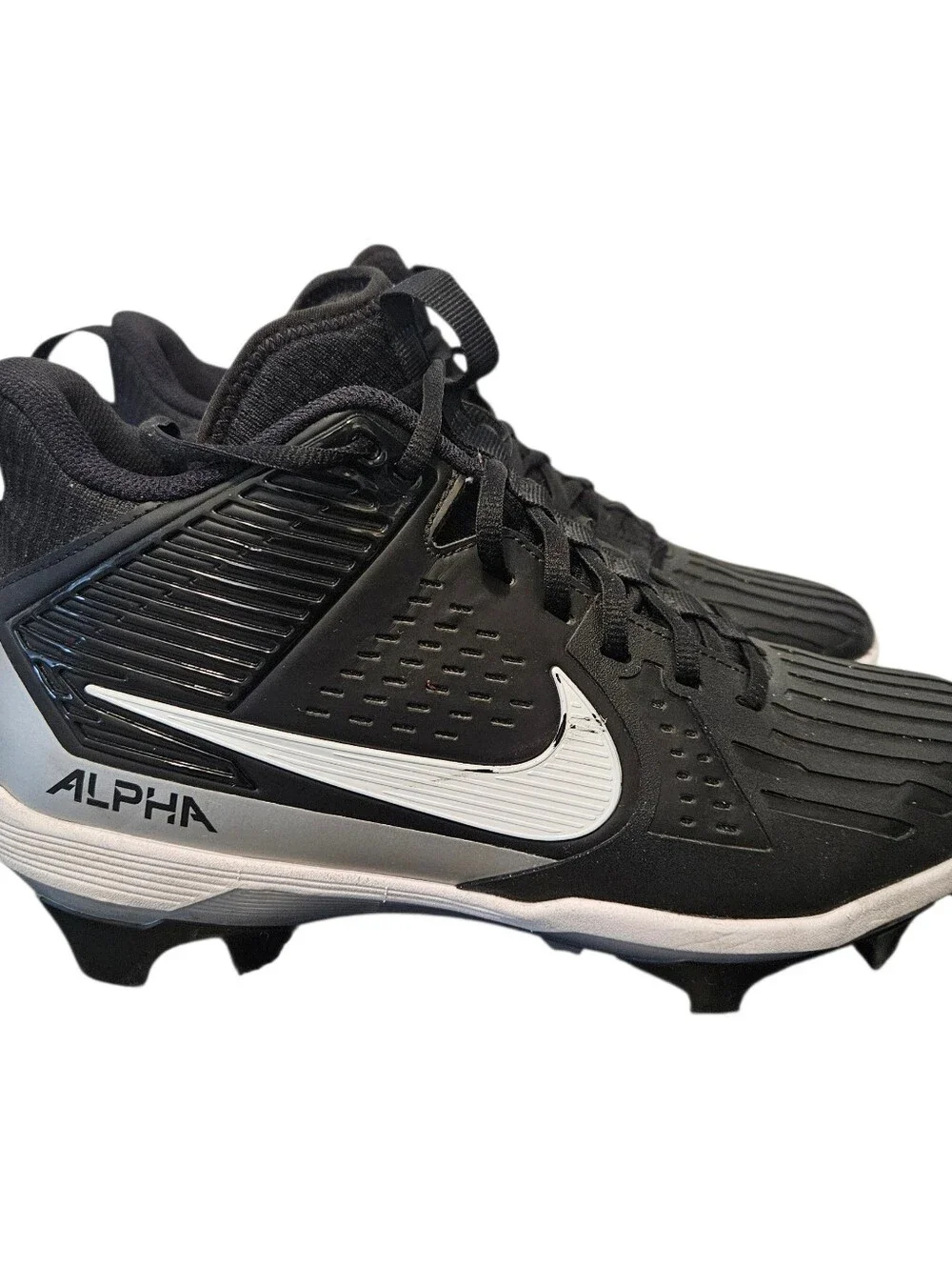 Nike Alpha Menace Strong Football Cleats II5139-010 White /Black Mens SZ 9.5